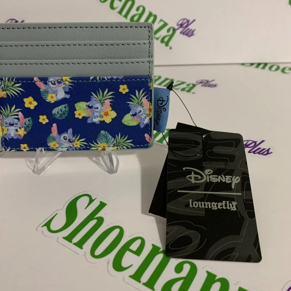 Loungefly Cardholder Disney Lilo Stitch Tropical Hawaii Floral Blue Card Holder - Picture 2 of 3